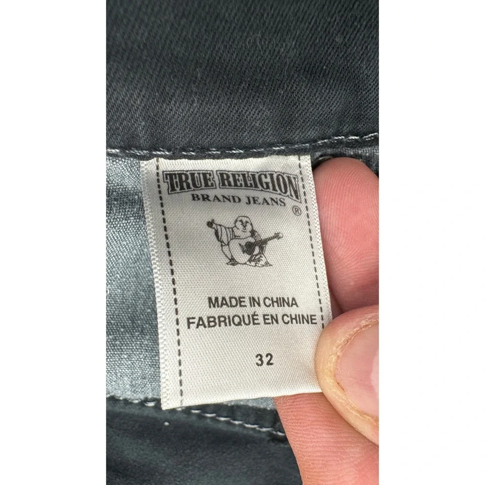 True Religion Pants Mens 32 Blue Straight Leg Flap Pocket Horseshoe Streetwear